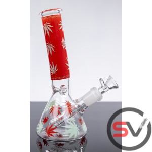 ANGLED NECK LEAF GLASS BEAKER WATER PIPE 8inch